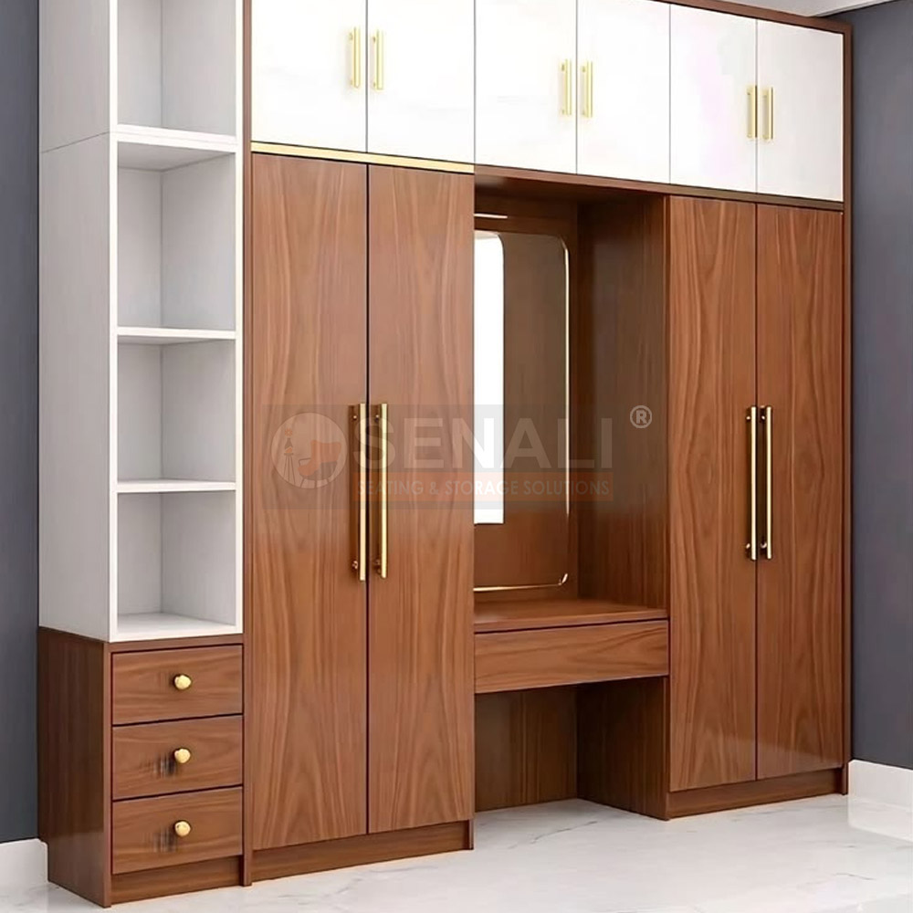 Bespoke walk-in closet architecture built with customized internal storage setups in Chennai