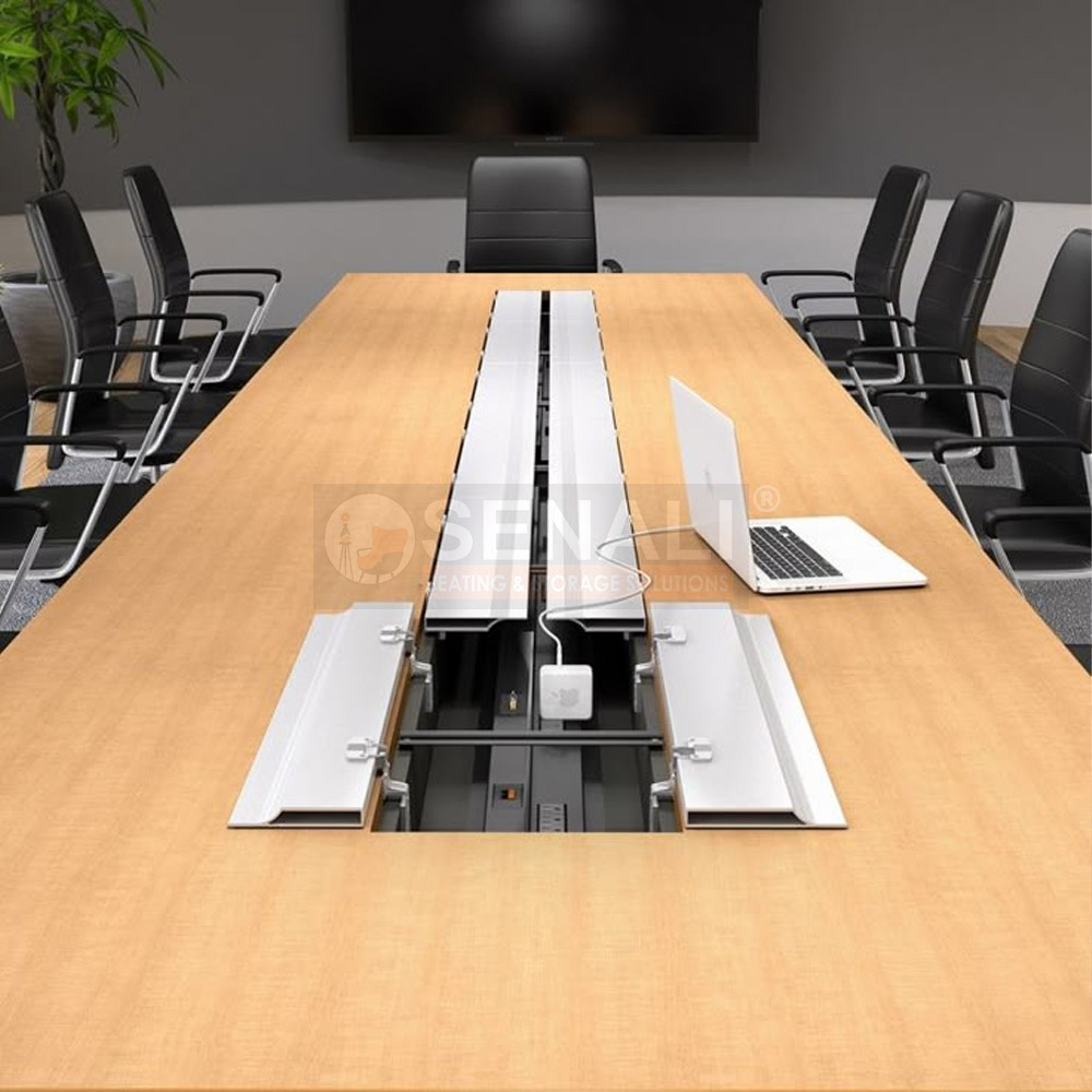 Modular Workstation Desk with Integrated Wire Management Raceway