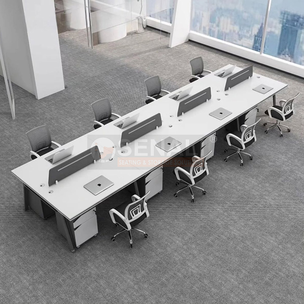 Corporate IT Workstation Desk with Hidden Network Cabling