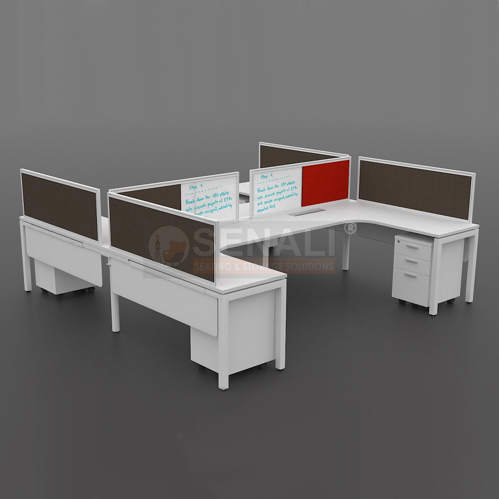 Dual Monitor Executive L-Type Workdesk Setup