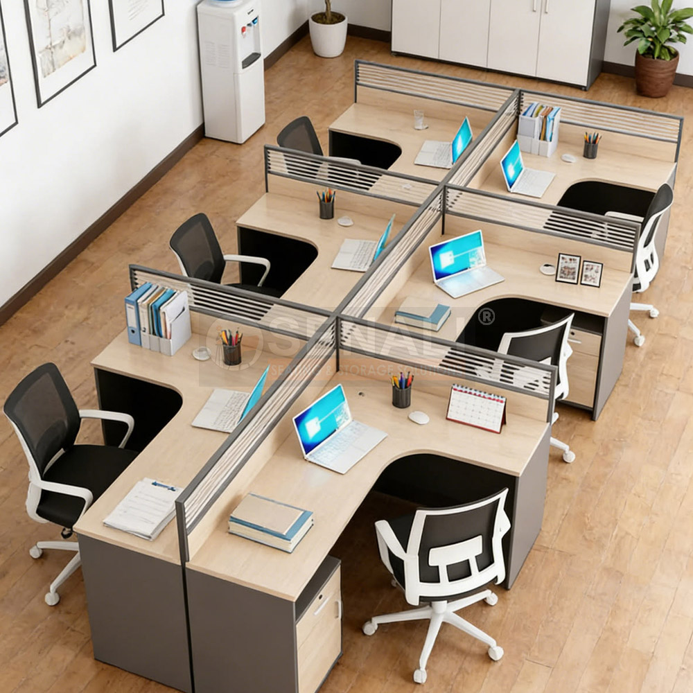 Linear Non-Sharing Workstation Desk with Modesty Panel