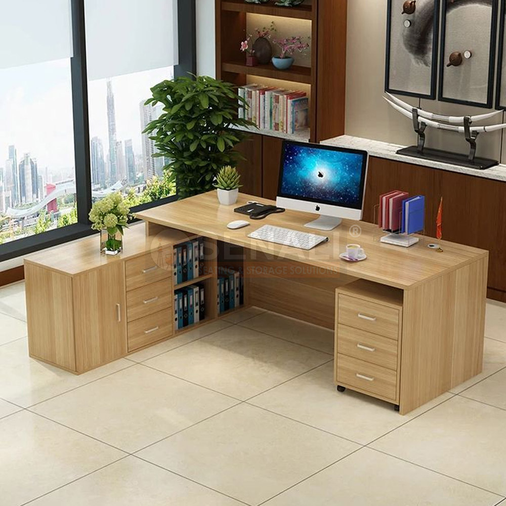 Ergonomic L-Shaped Executive Workstation Desk Setup
