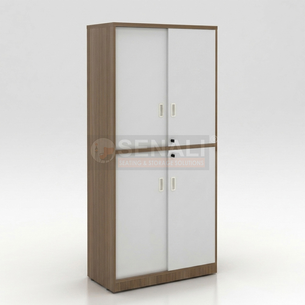 Glass panel swing door credenza cabinet