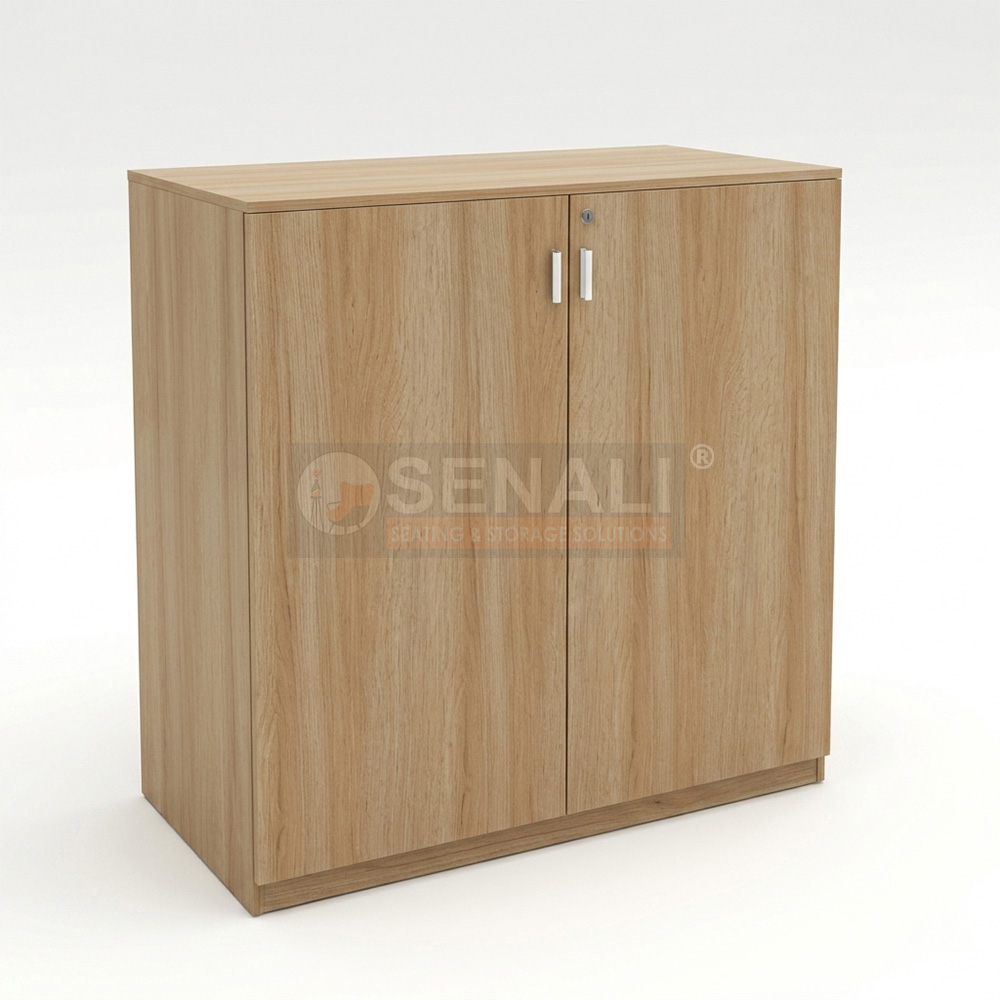 Low height executive side storage swing door credenza