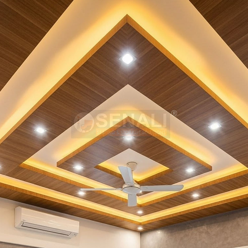 Decorative Wooden Baffle False Ceiling Design for Executive Cabins