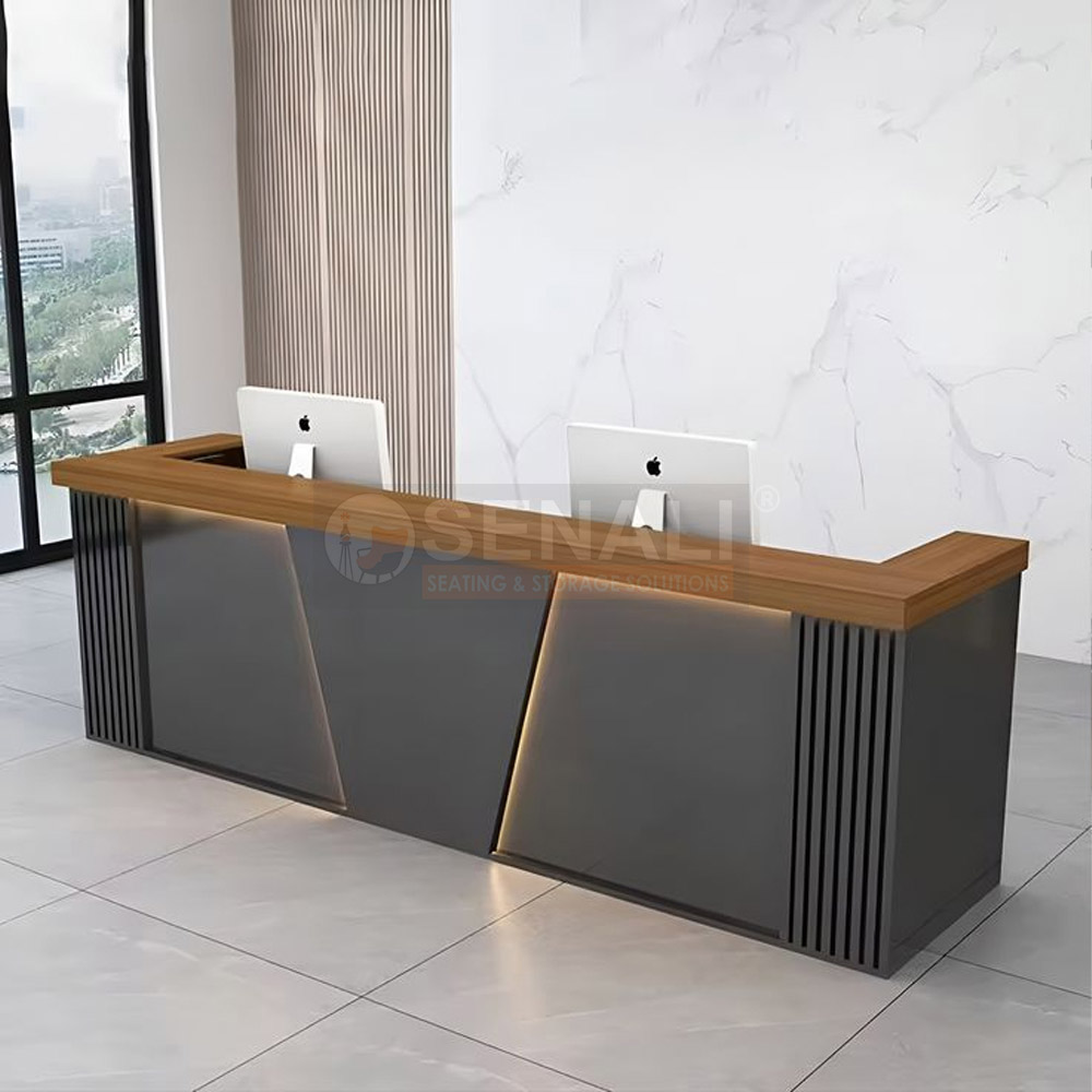 Custom Office Reception Counter with LED Lighting in Chennai