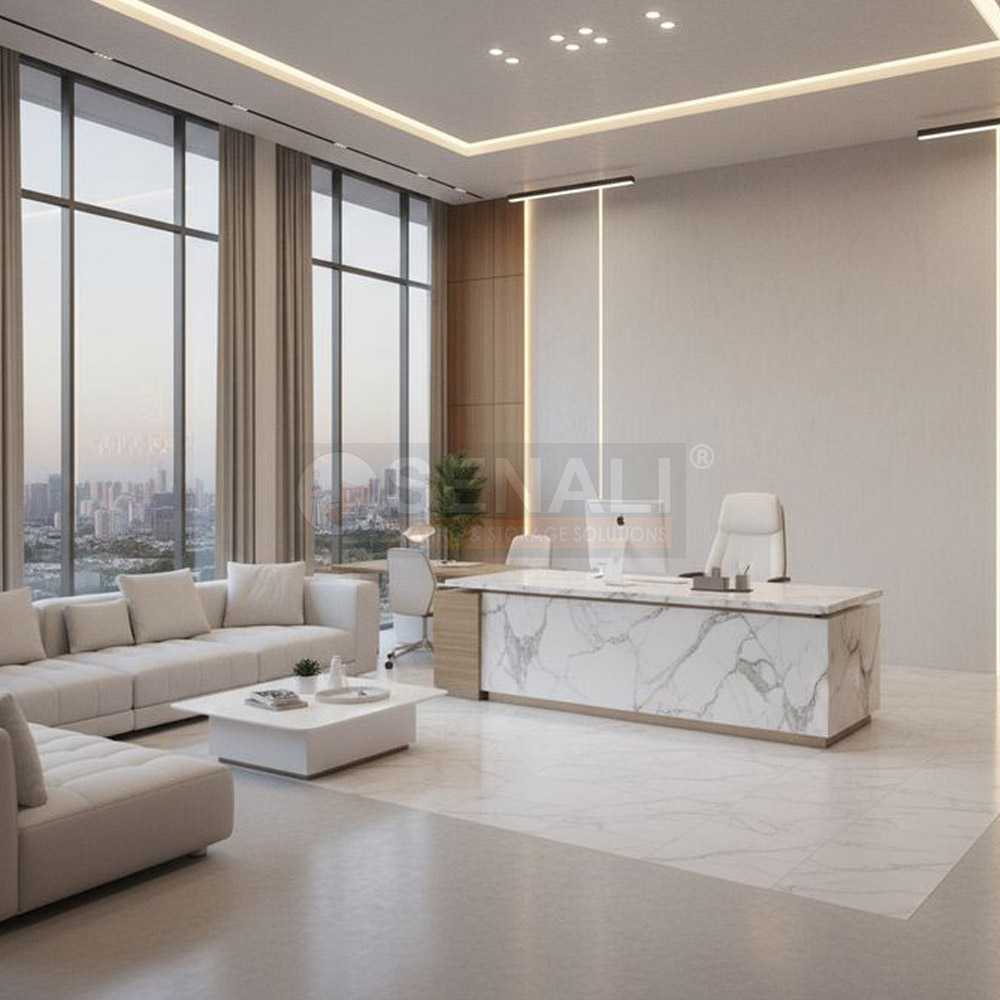 Luxury Genuine Leather Executive Cabin Sofa Set