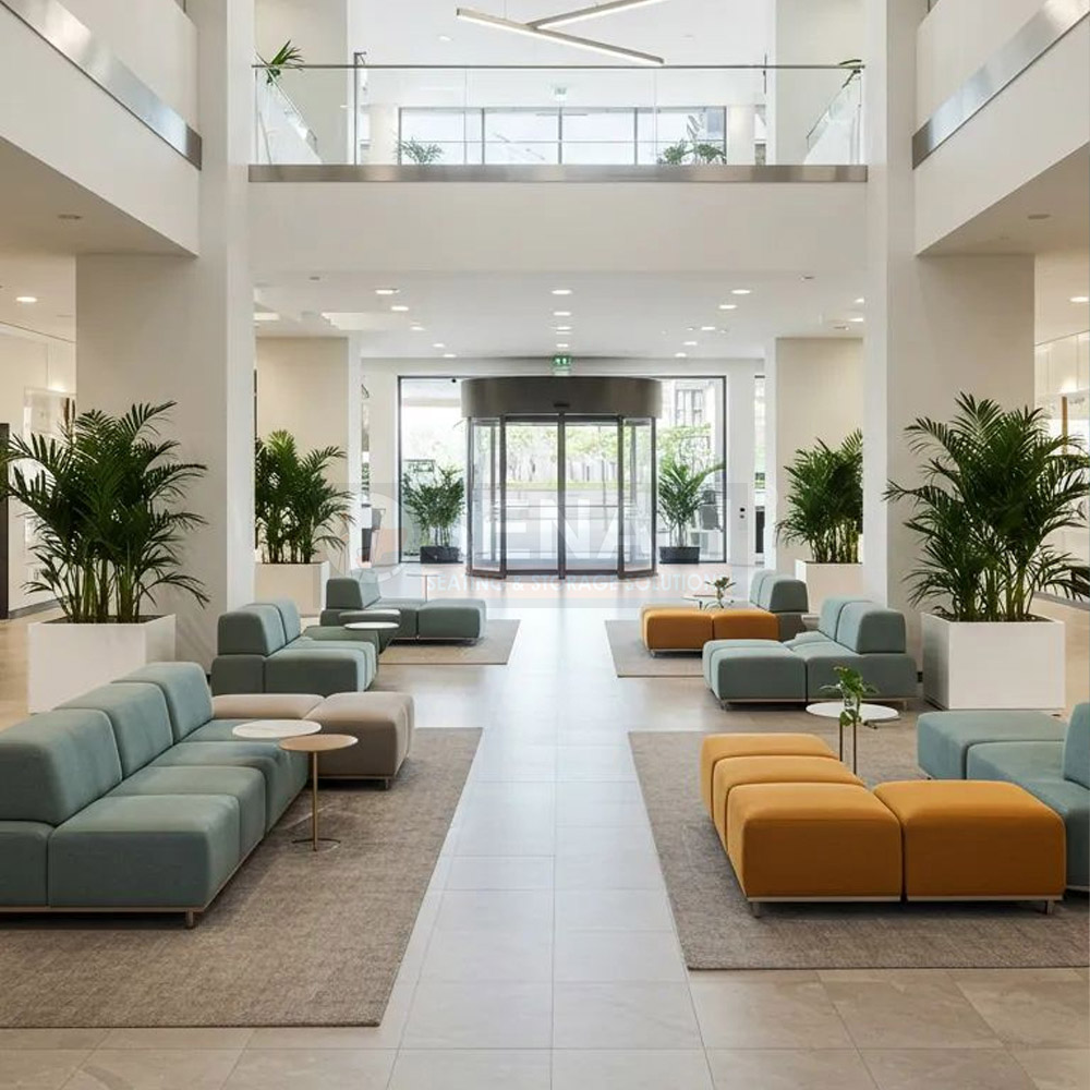 Custom Colored Fabric Waiting Room Couch