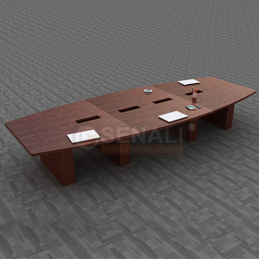 Premium Leather & Wood Accent Boardroom Table
