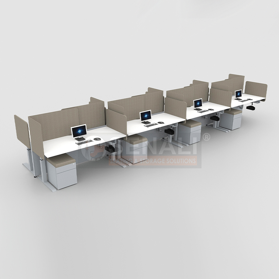 Pneumatic manual height adjustable workstation