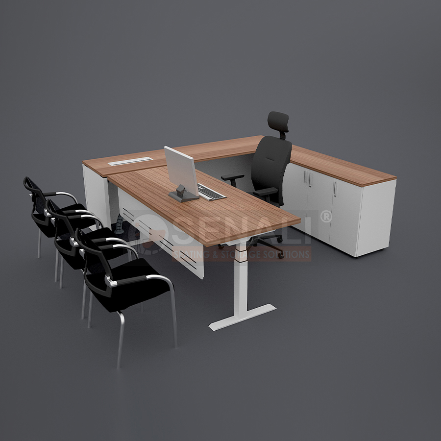 Height adjustable workstation with acoustic screen panel