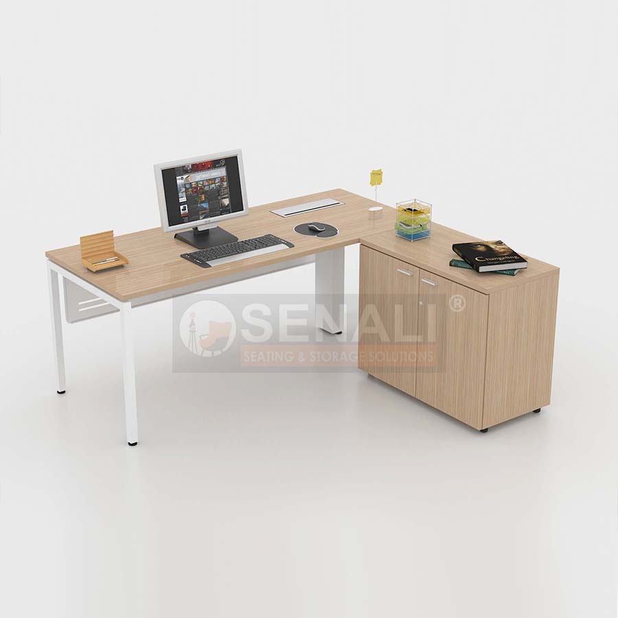 Executive MD Desk with Leather Inlay and Side Credenza in Chennai