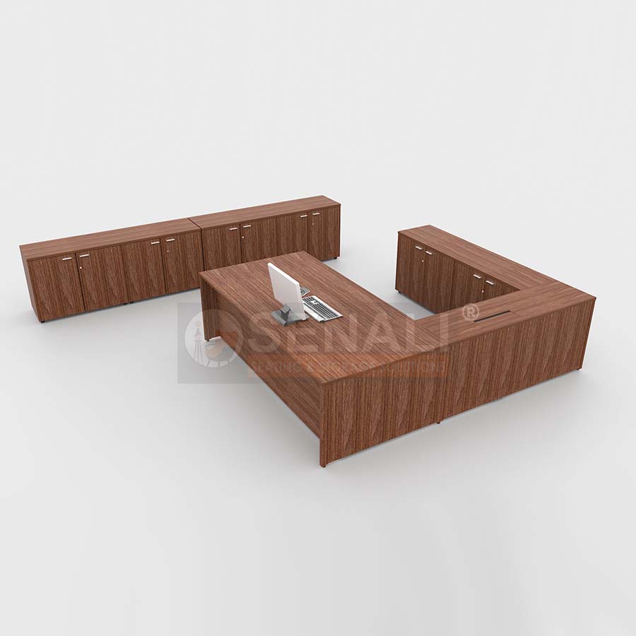 Premium Walnut Finish Director Table with Integrated Side Runner