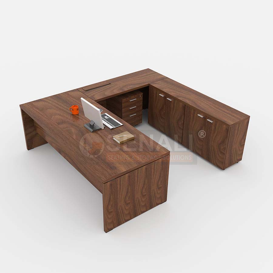 Minimalist White and Teak Executive Desk for Founders