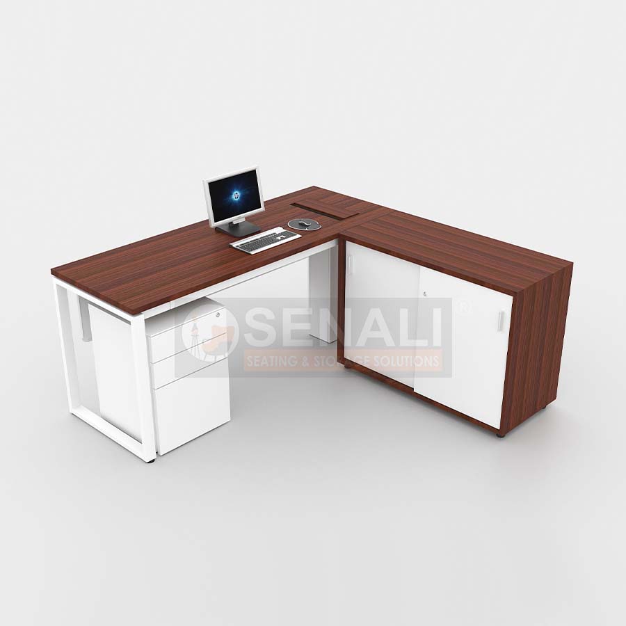 Classic Wooden Executive Office Desk with Central Lock Drawers