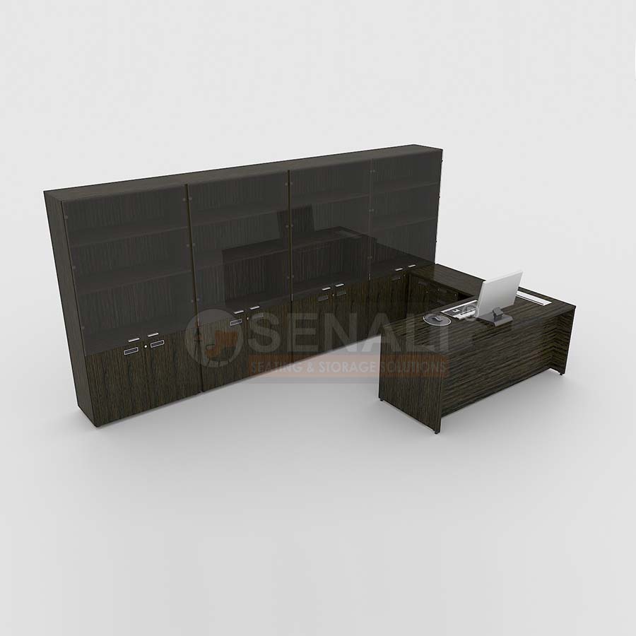 Luxury Veneer Finish Managing Director Cabin Desk Setup